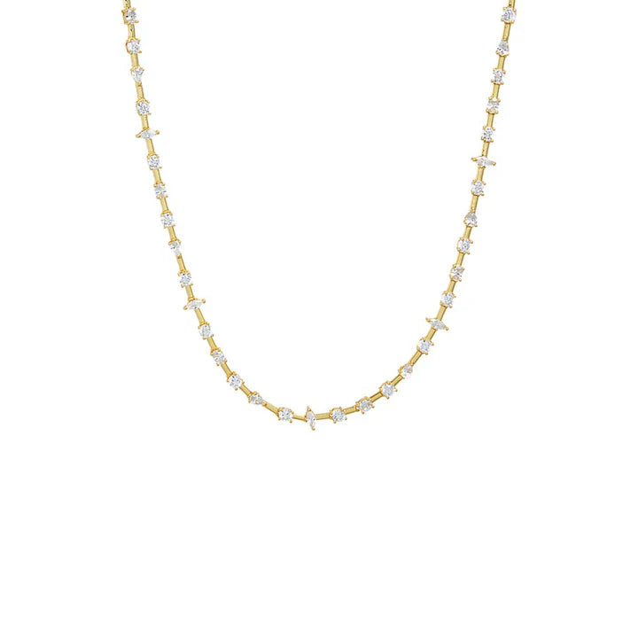 Multi Shape Station Tennis Necklace