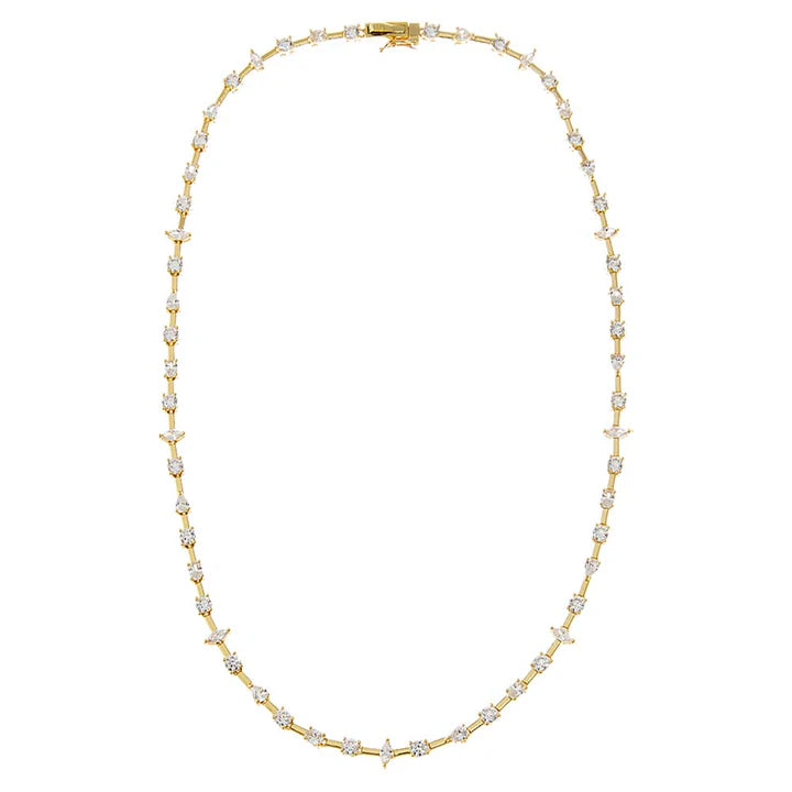 Multi Shape Station Tennis Necklace