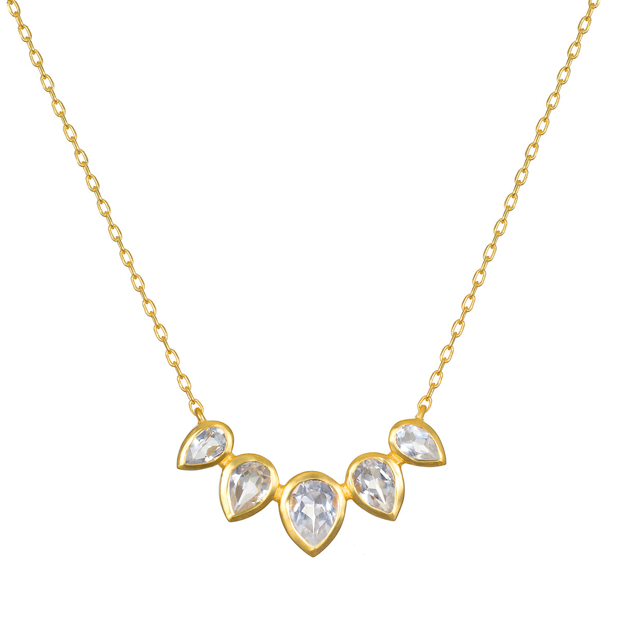 16" White Topaz Petal Necklace
