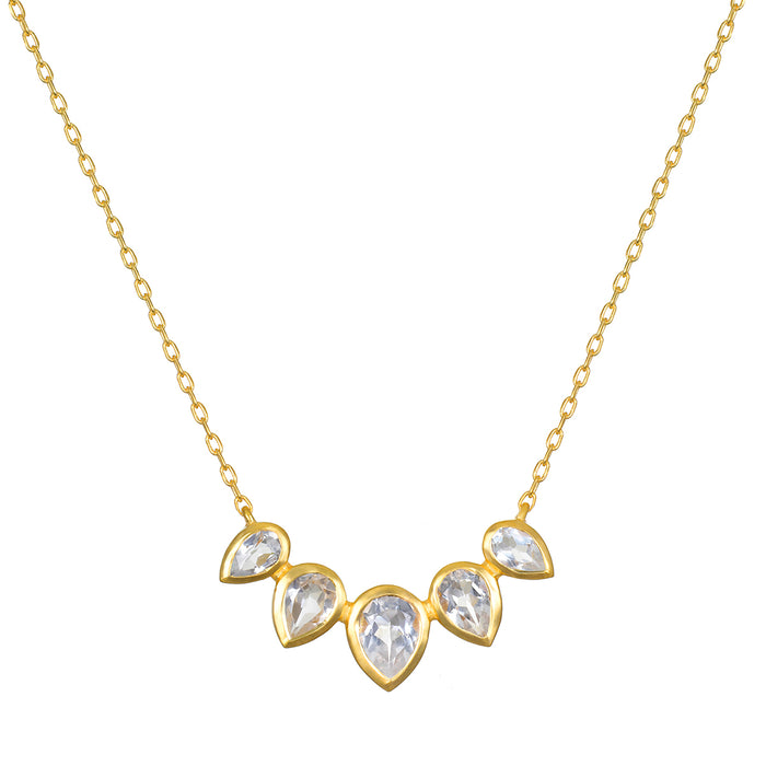 16" White Topaz Petal Necklace