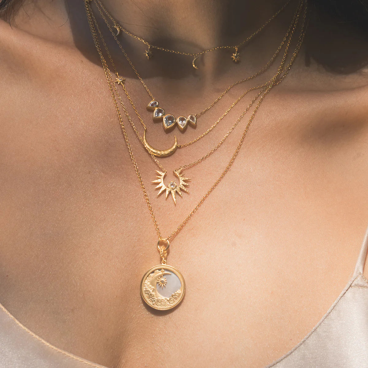 White Topaz Petal Necklace