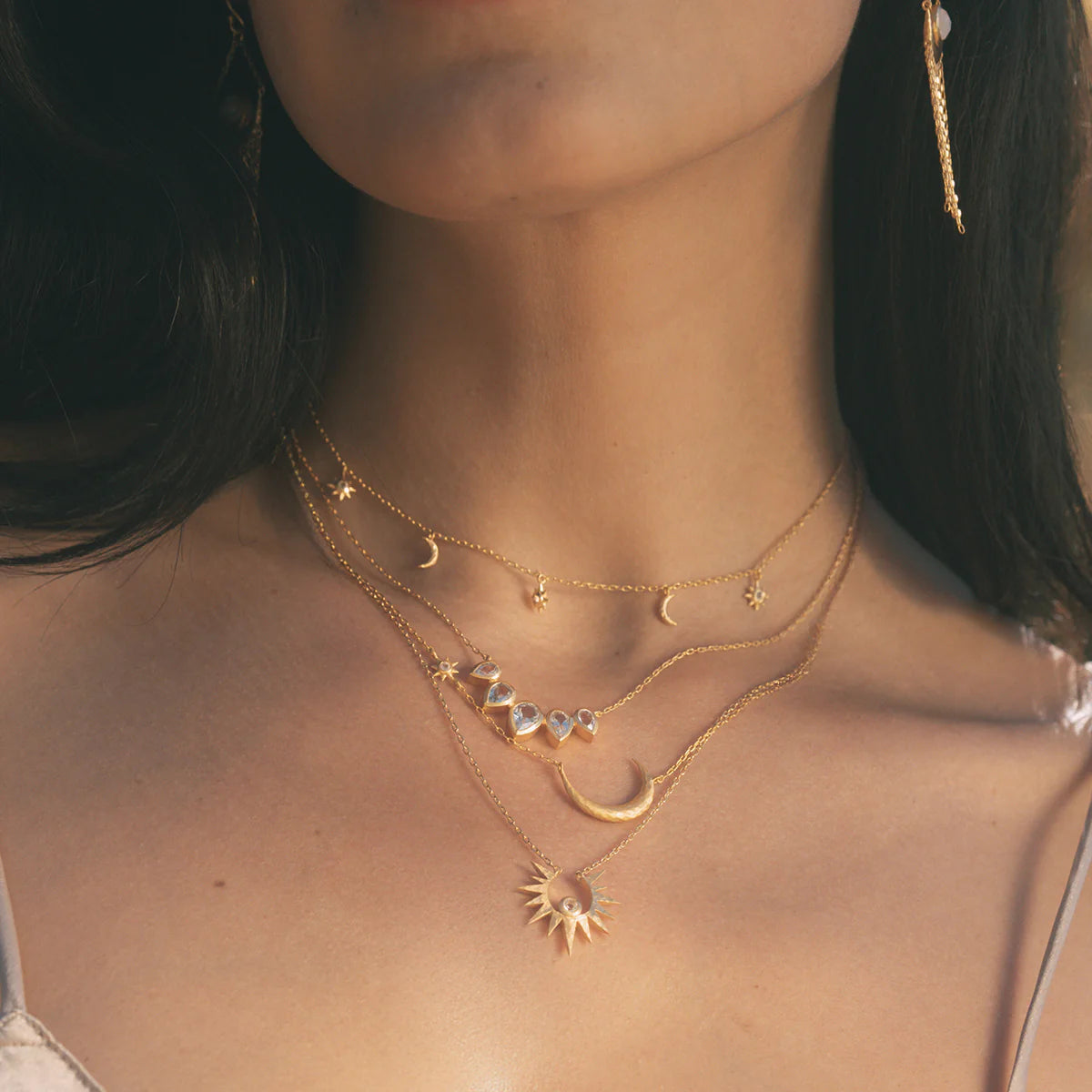 White Topaz Petal Necklace