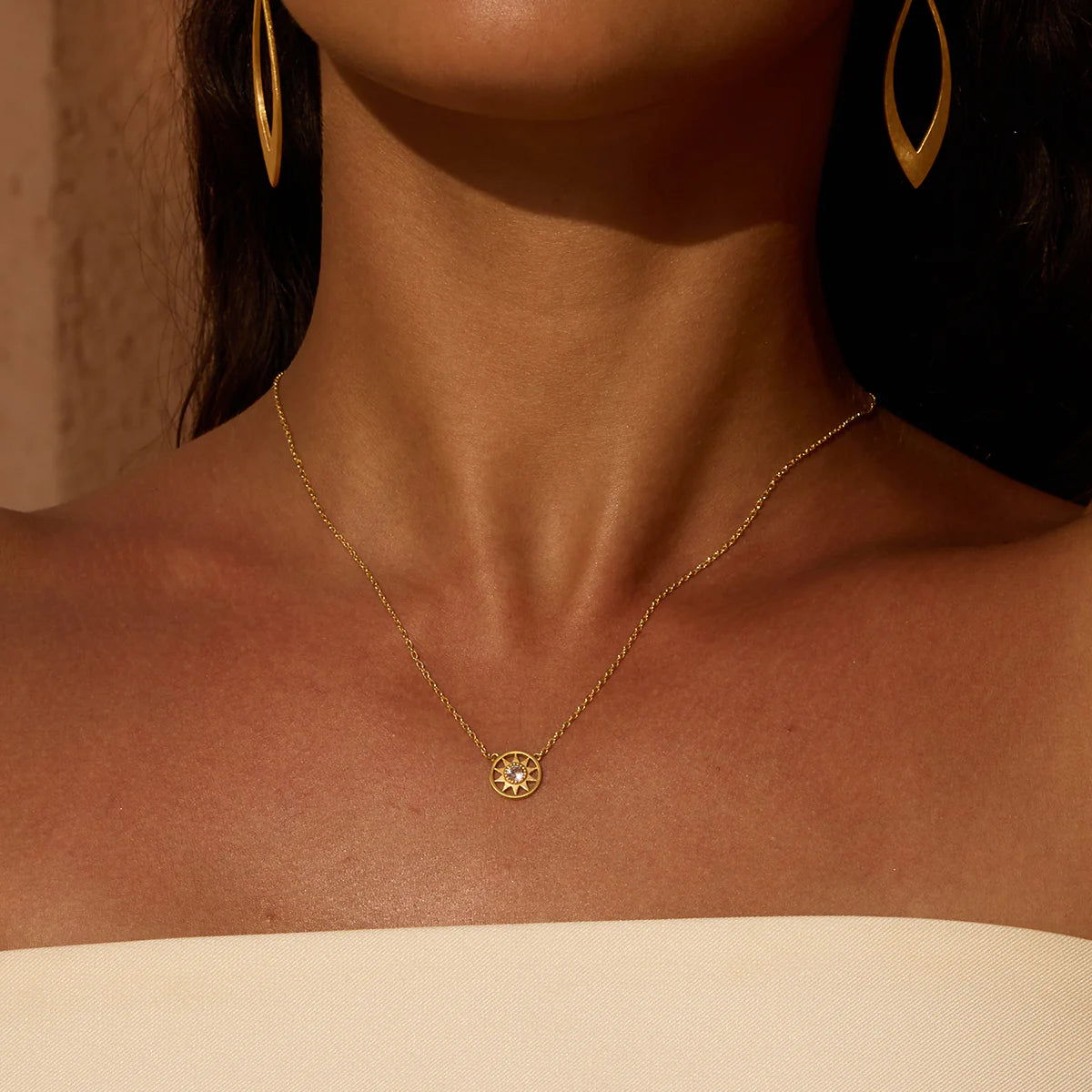 Cut Out White Topaz Sun Necklace