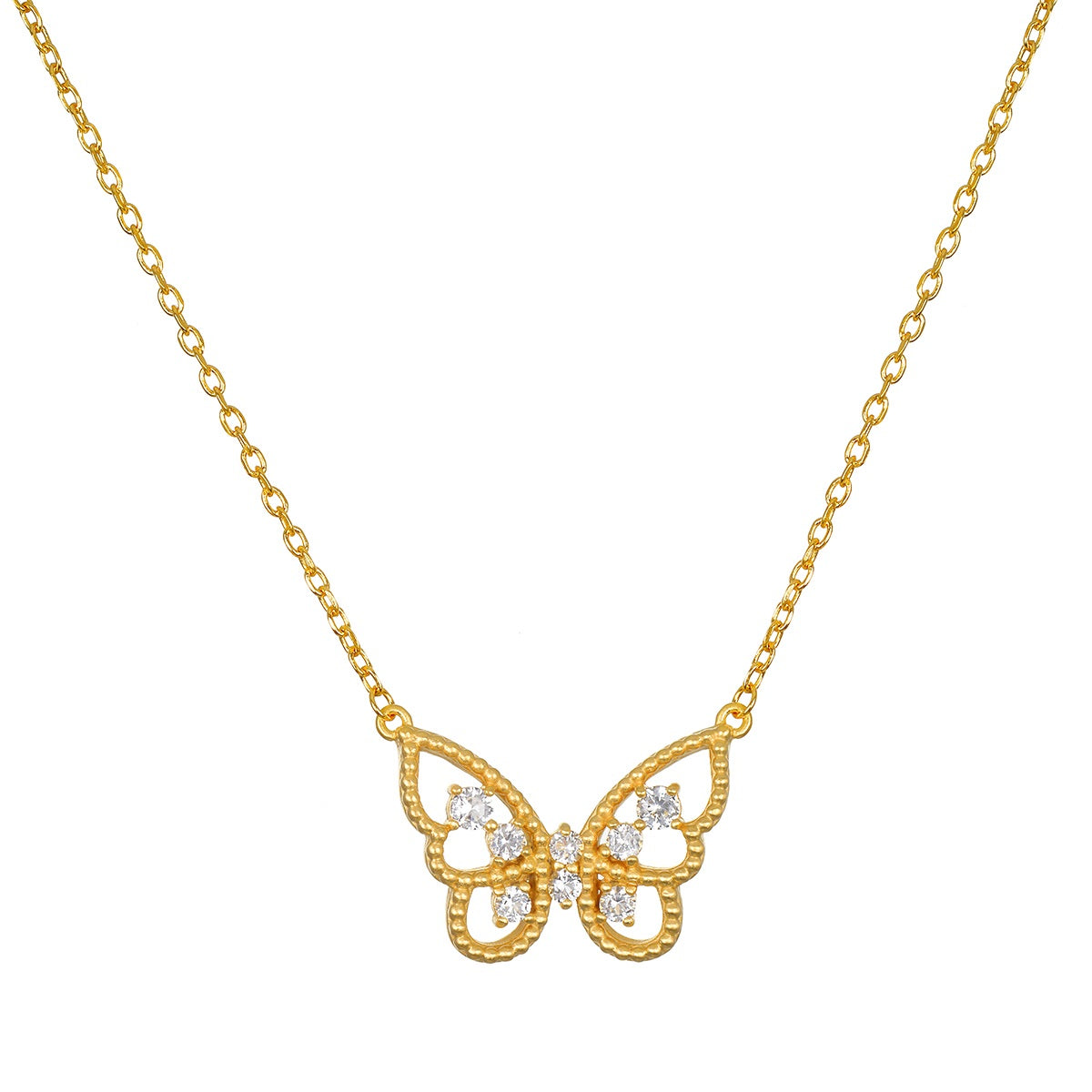 16" White Topaz Butterfly Necklace
