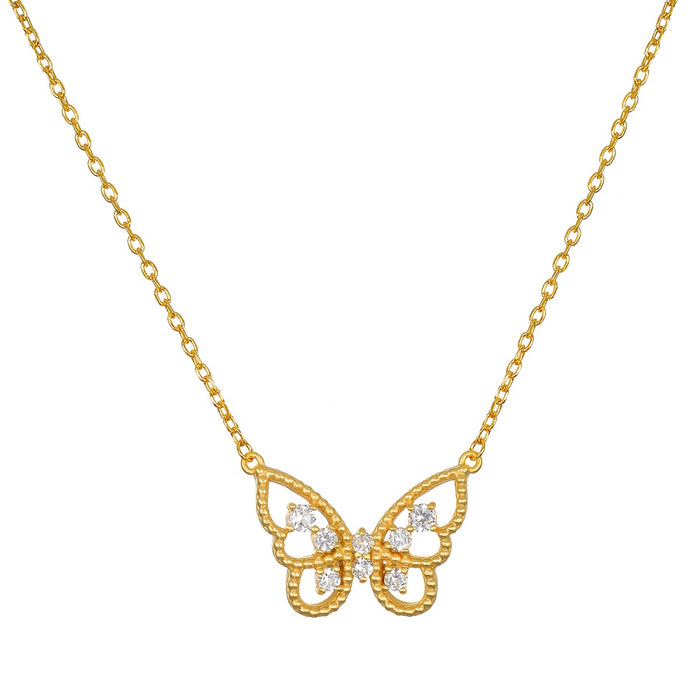 16" White Topaz Butterfly Necklace
