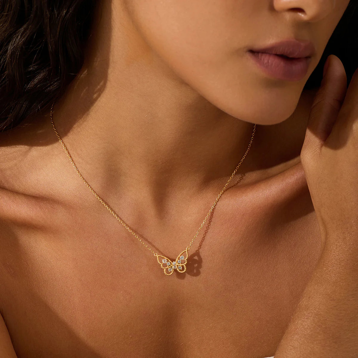 White Topaz Butterfly Necklace