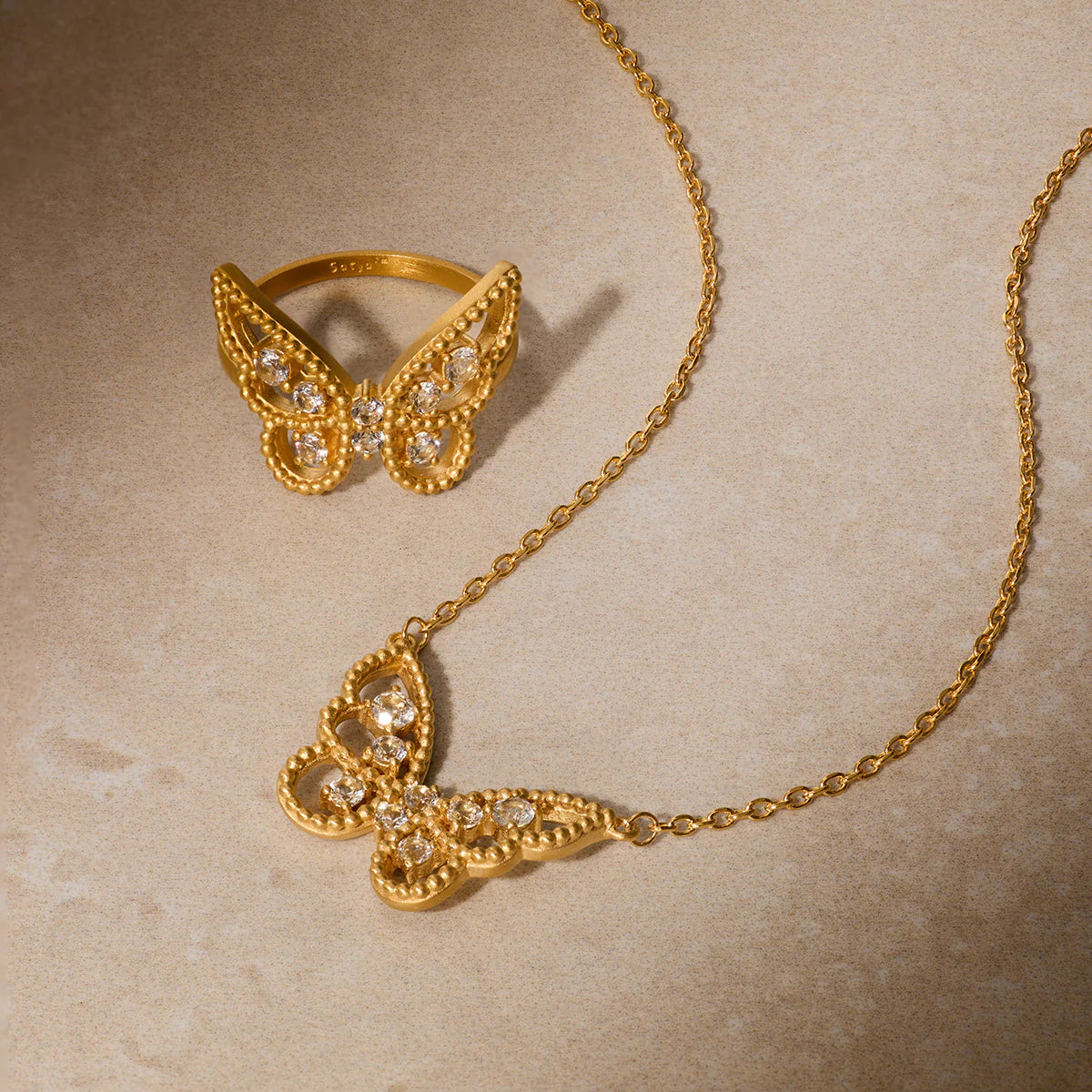 White Topaz Butterfly Necklace