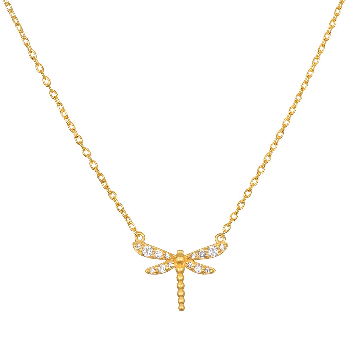 16" White Topaz Dragonfly Necklace