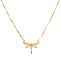 16" White Topaz Dragonfly Necklace