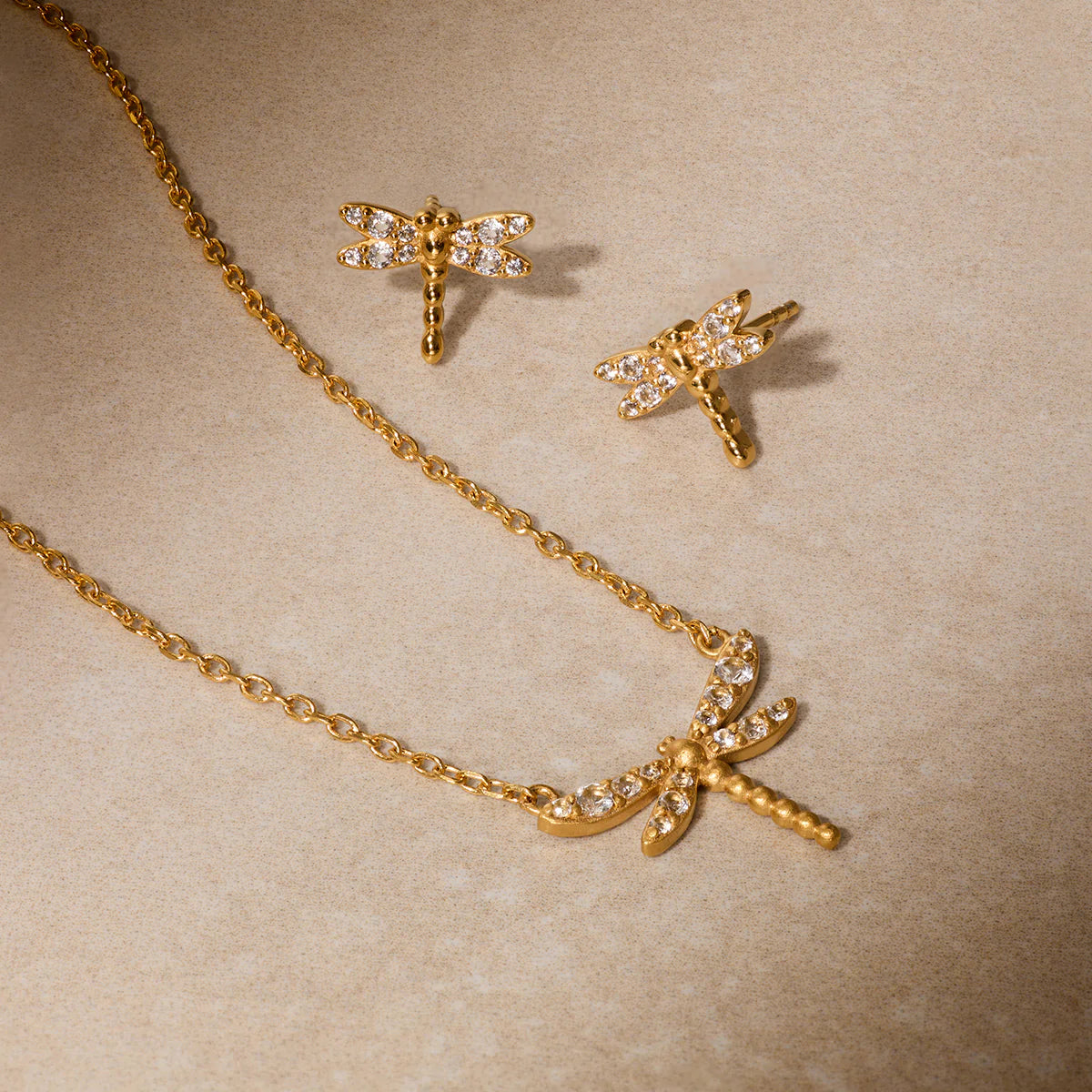 White Topaz Dragonfly Necklace