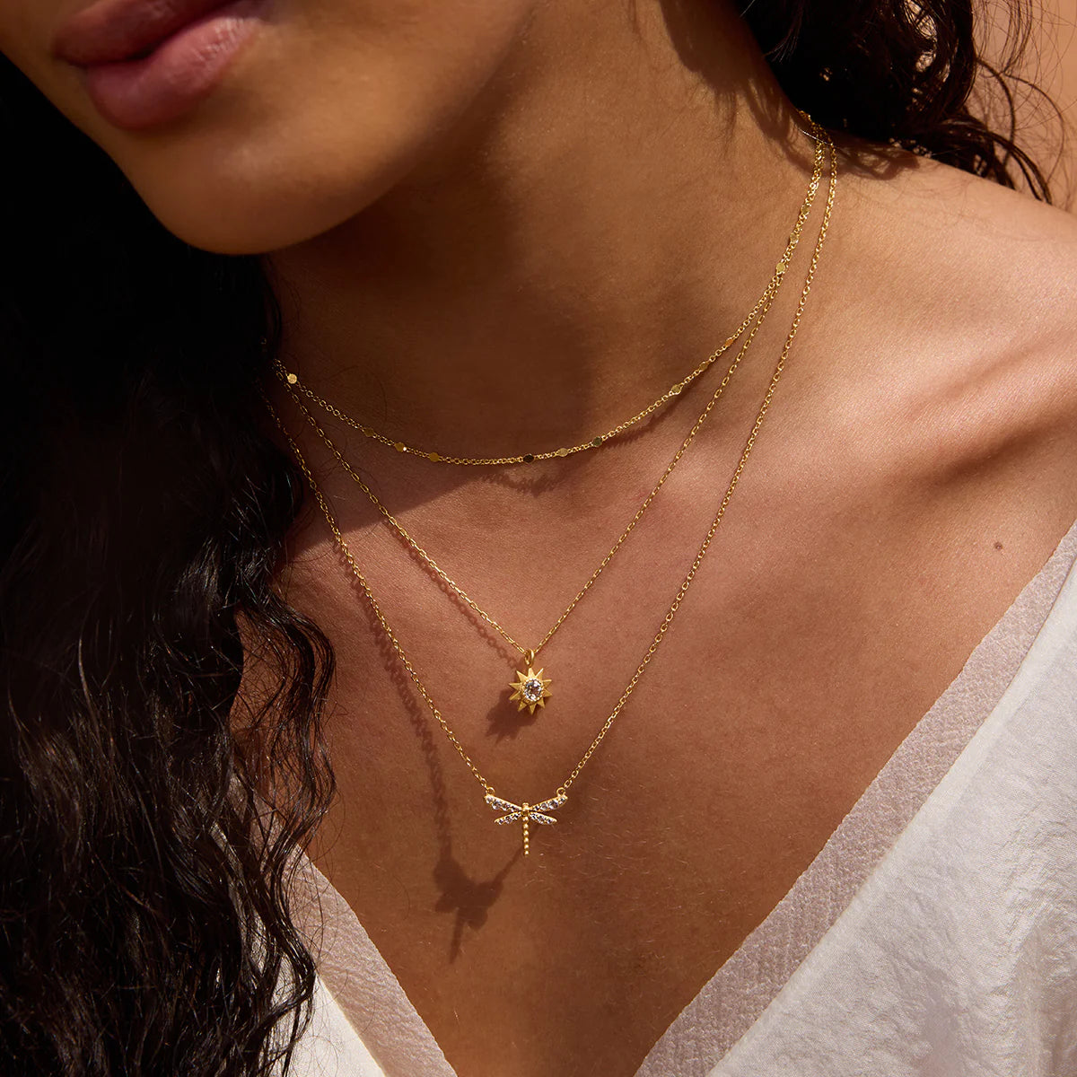 White Topaz Dragonfly Necklace