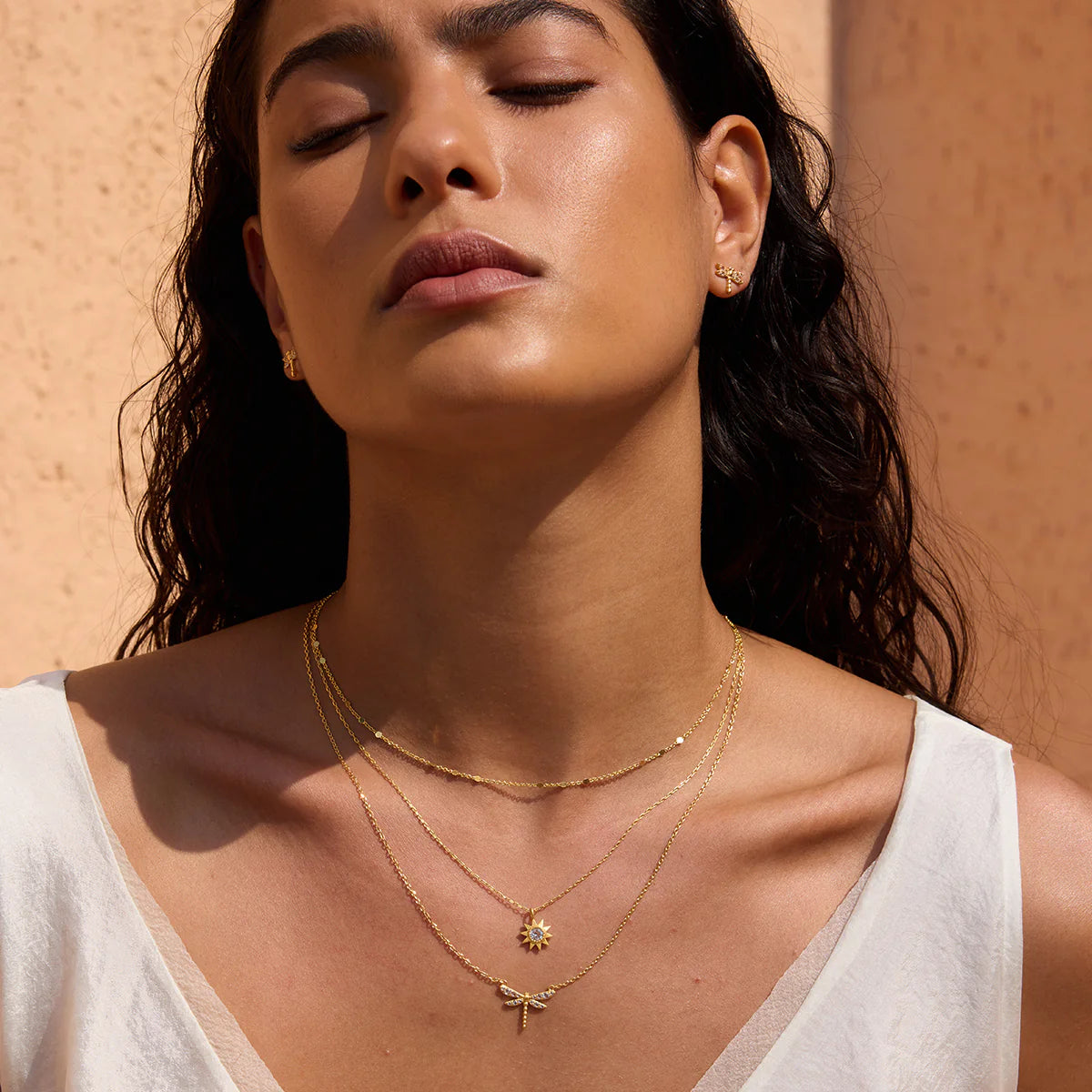 White Topaz Dragonfly Necklace