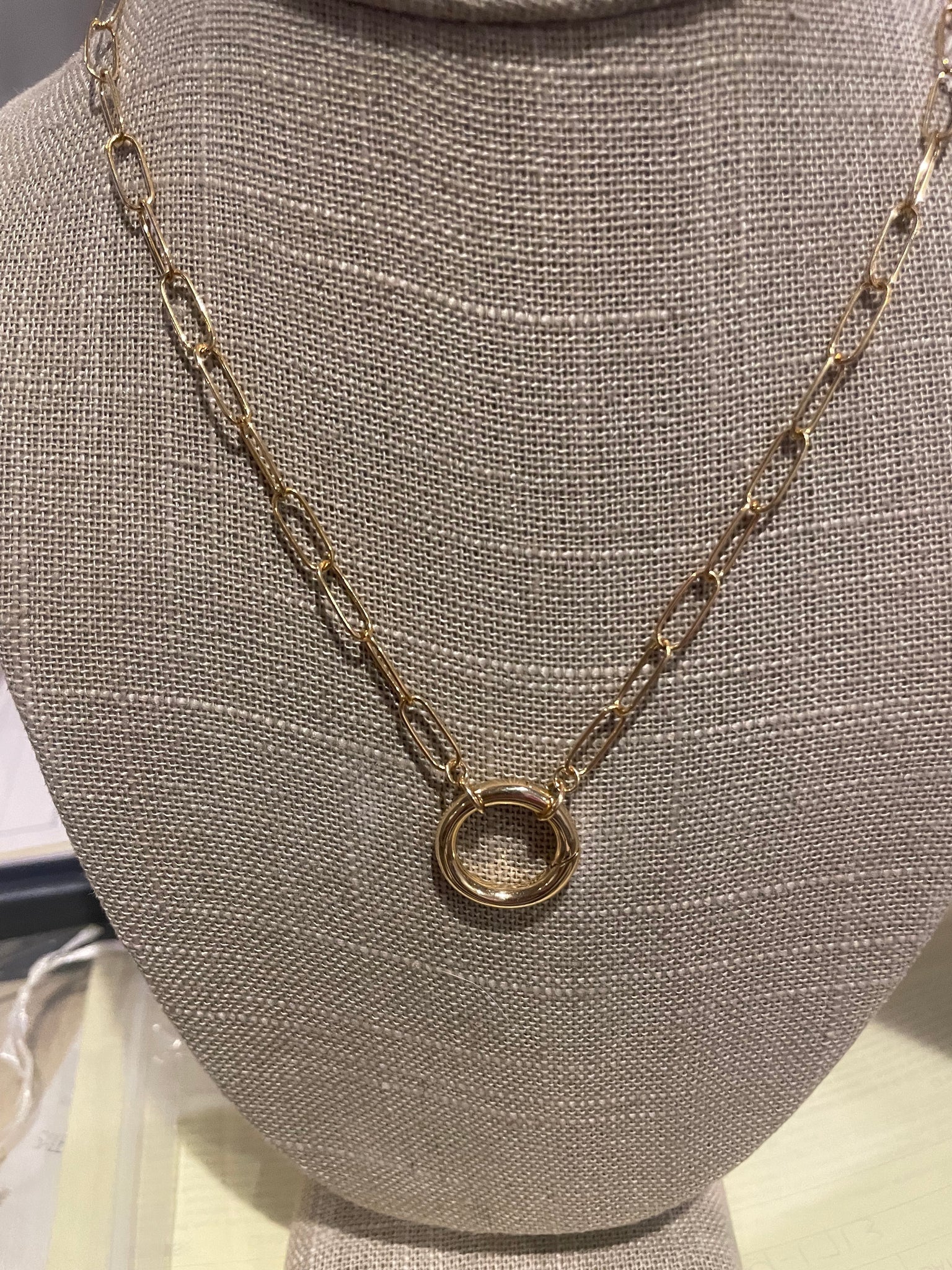 Gold Circle Clasp Necklace
