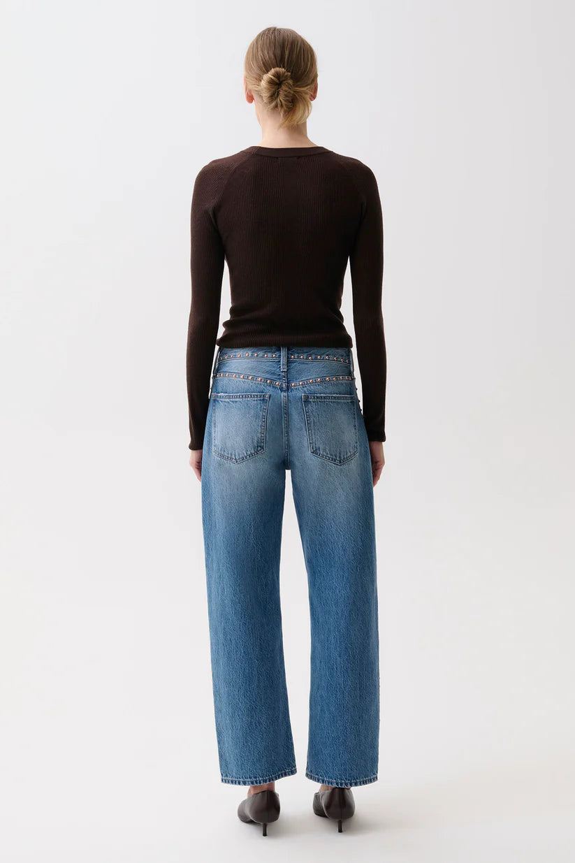Lexi Mid Rise Bowed Straight