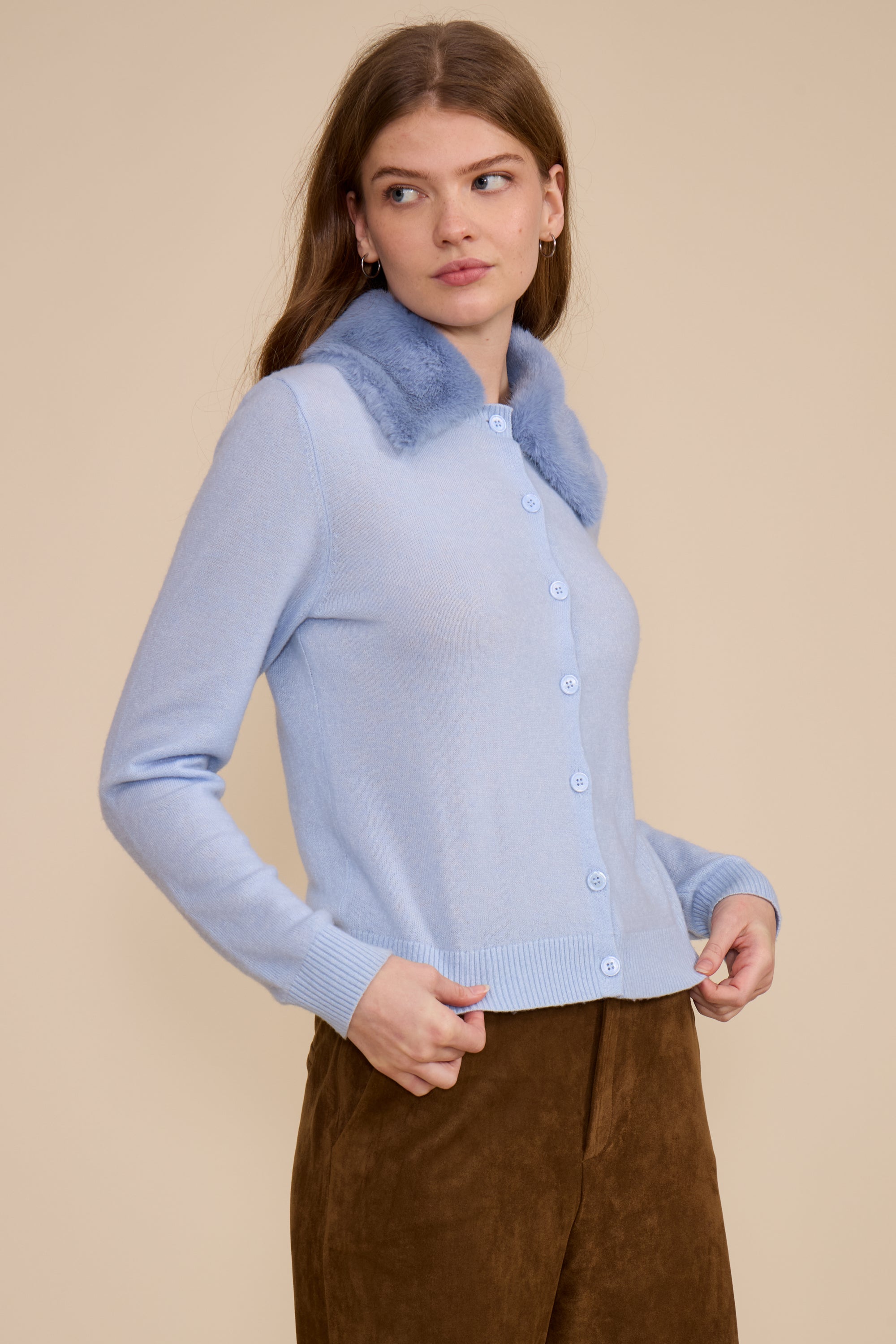 SW5970 ERICA FAUX FUR CARDIGAN