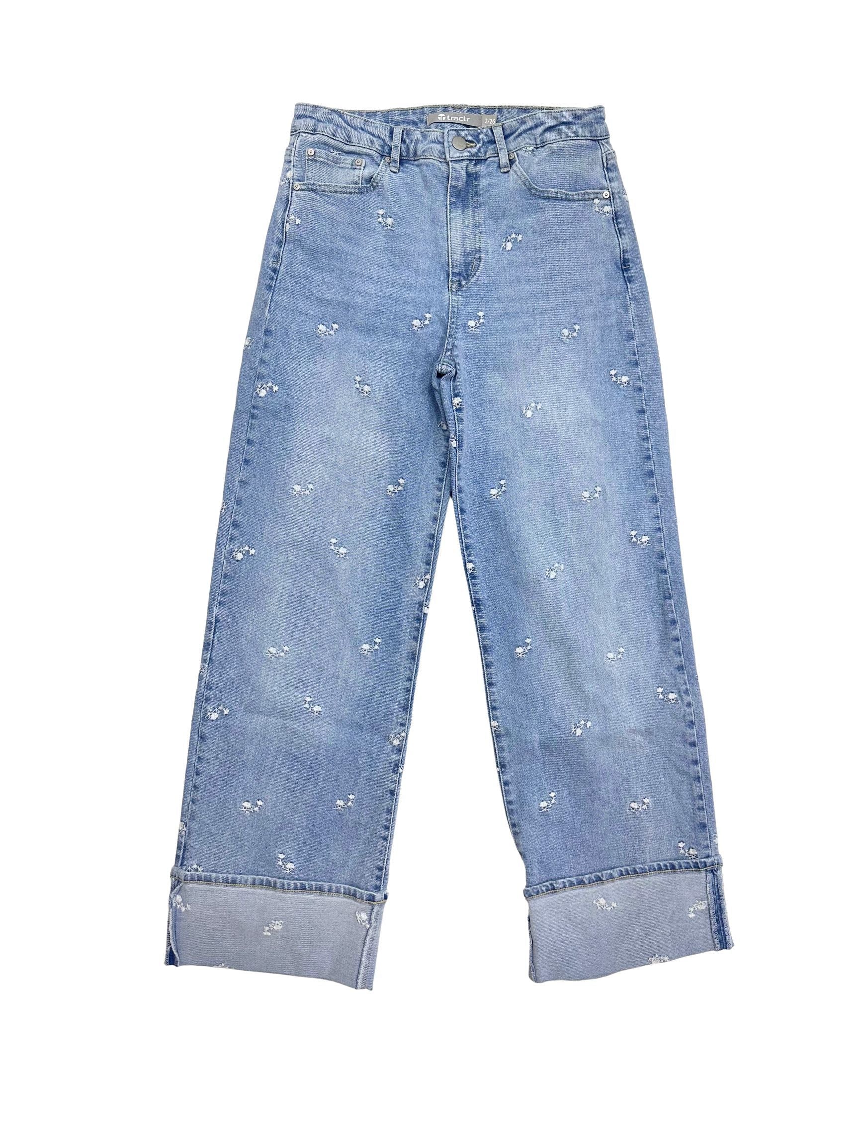 FLORAL EMBROIDERY WIDE CROP WITH CUFF