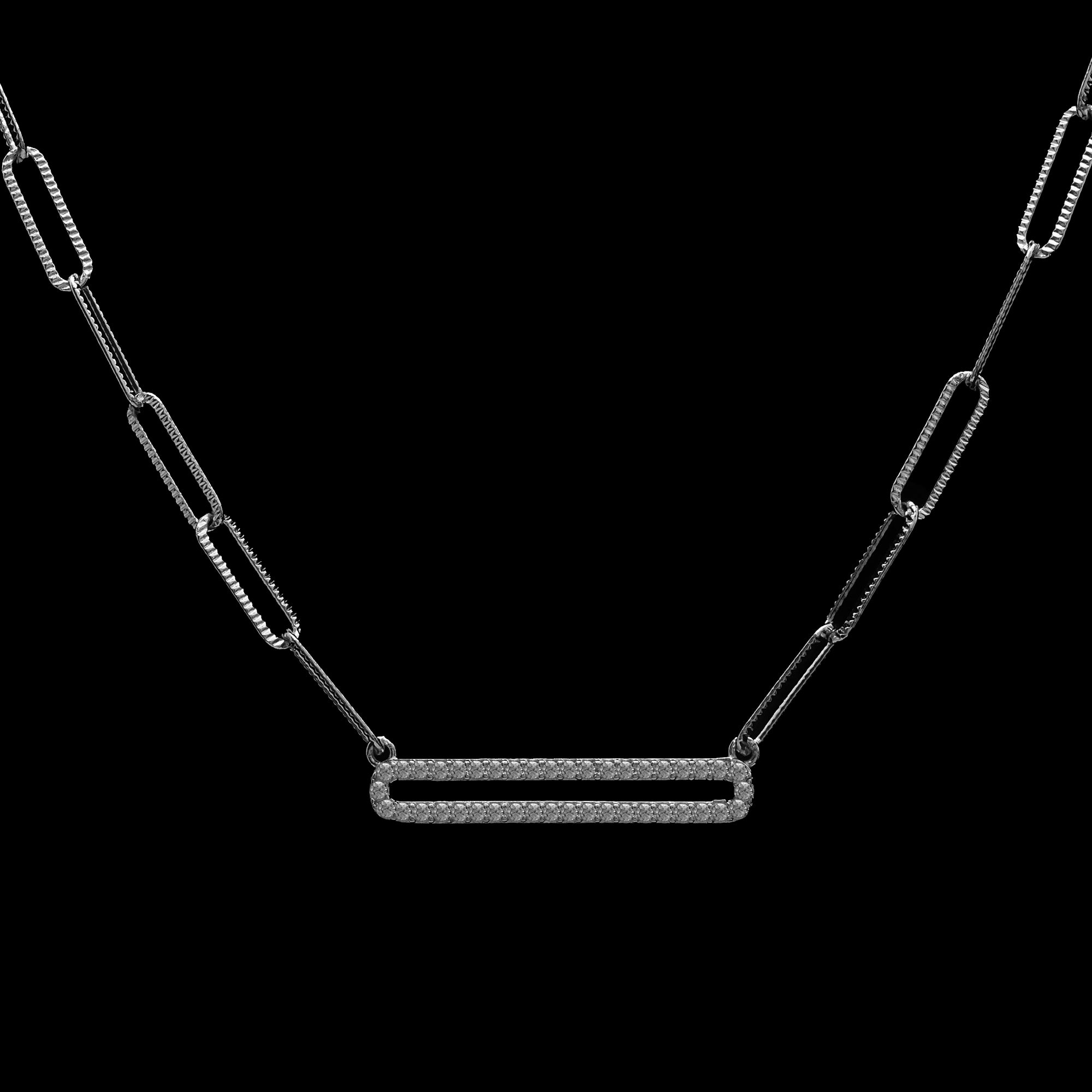 Pave Link Paperclip Chain