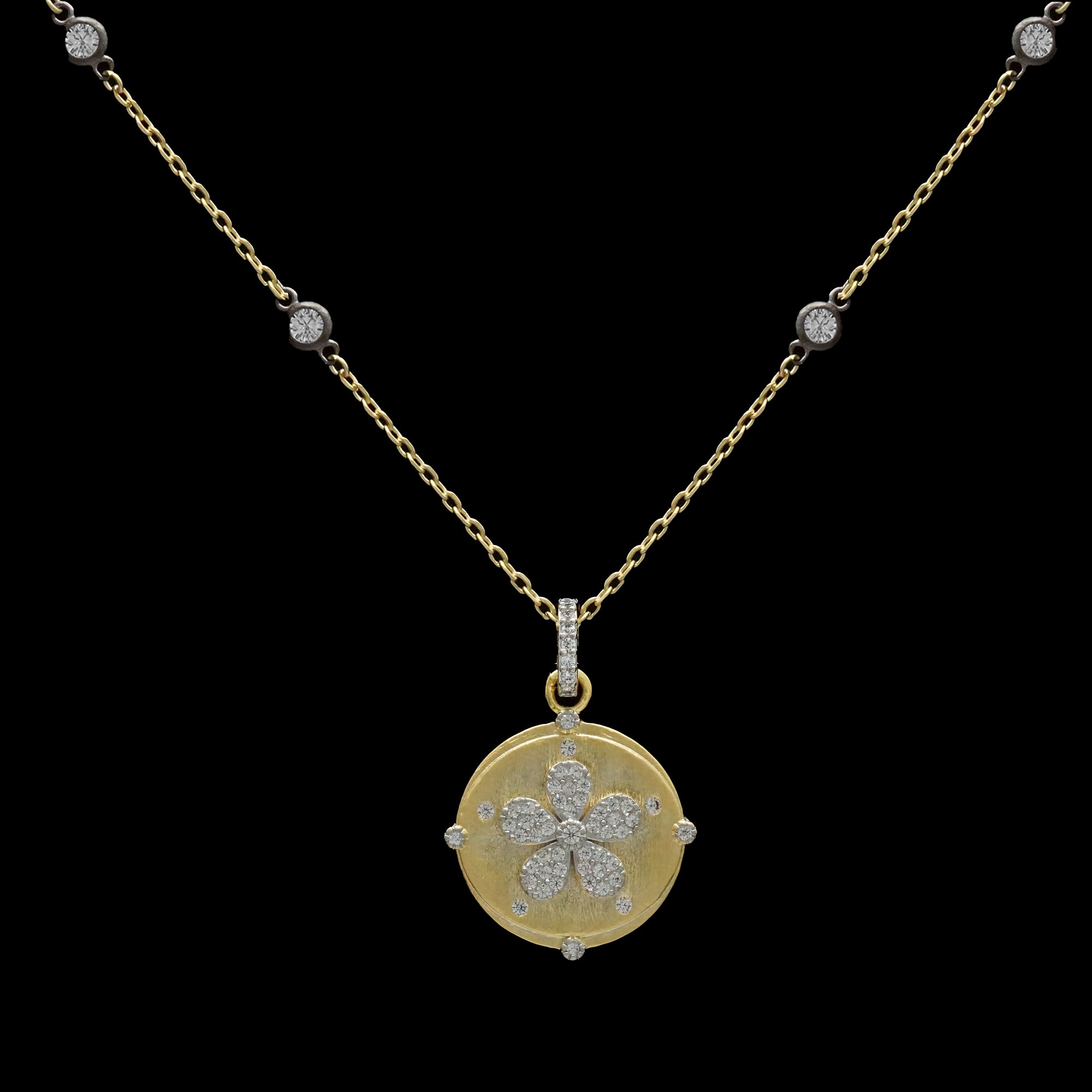 CZ Flower Disc Necklace
