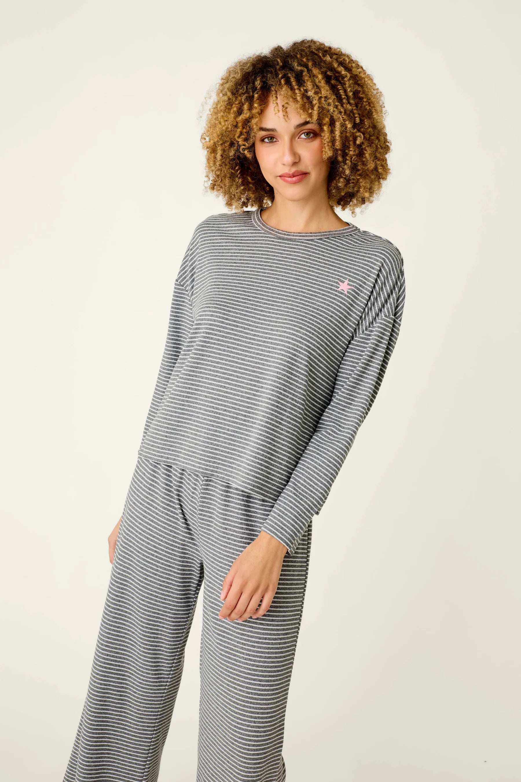 Icon Stripes Lounge Set - Heather Grey