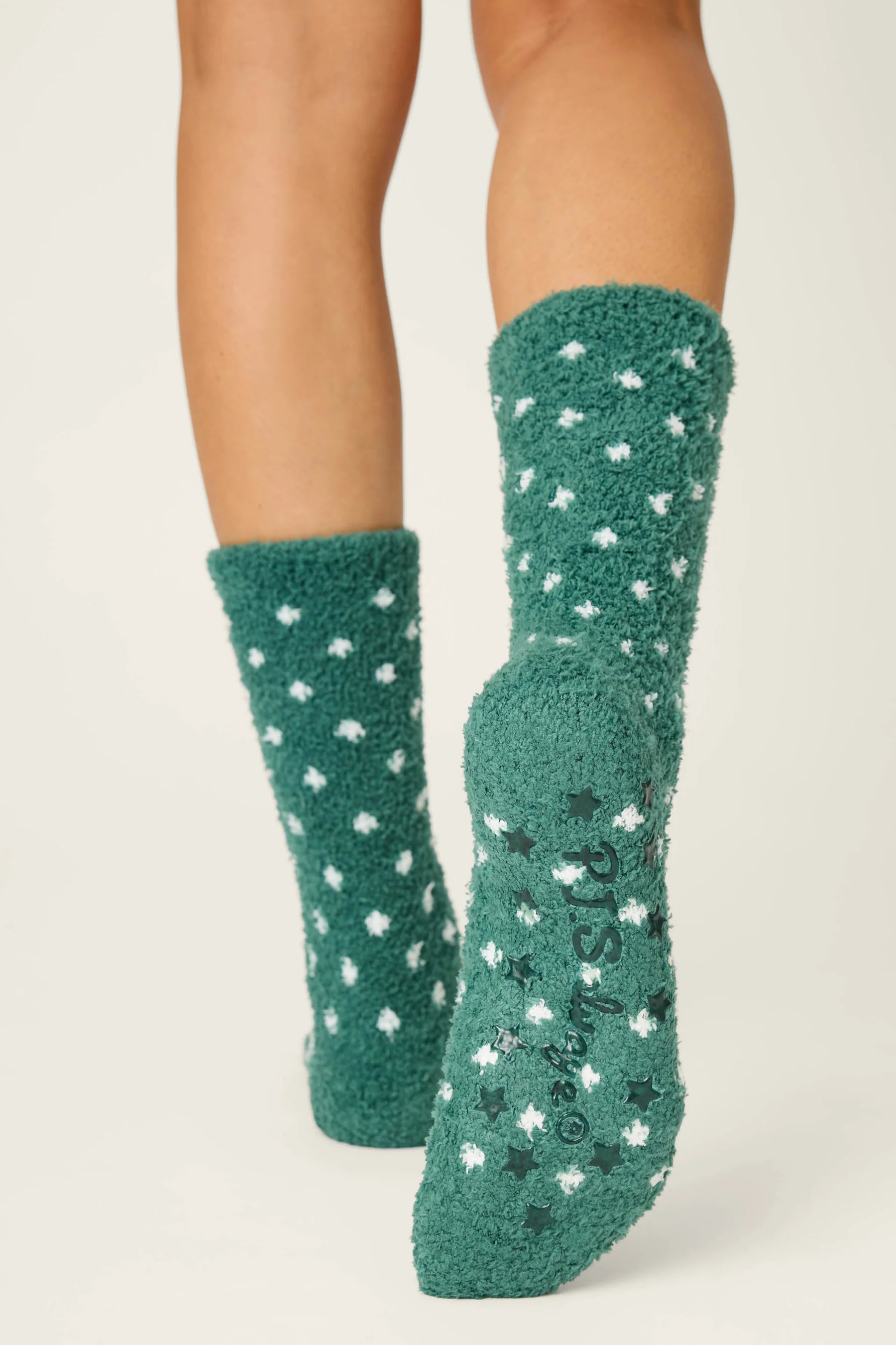 Fuzzy Socks- Green Dots
