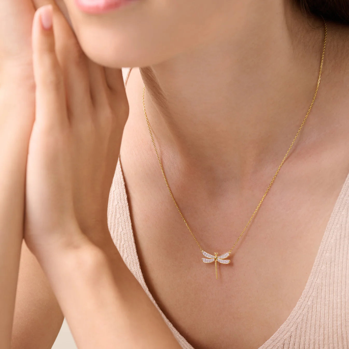 Diamond Dragonfly Necklace