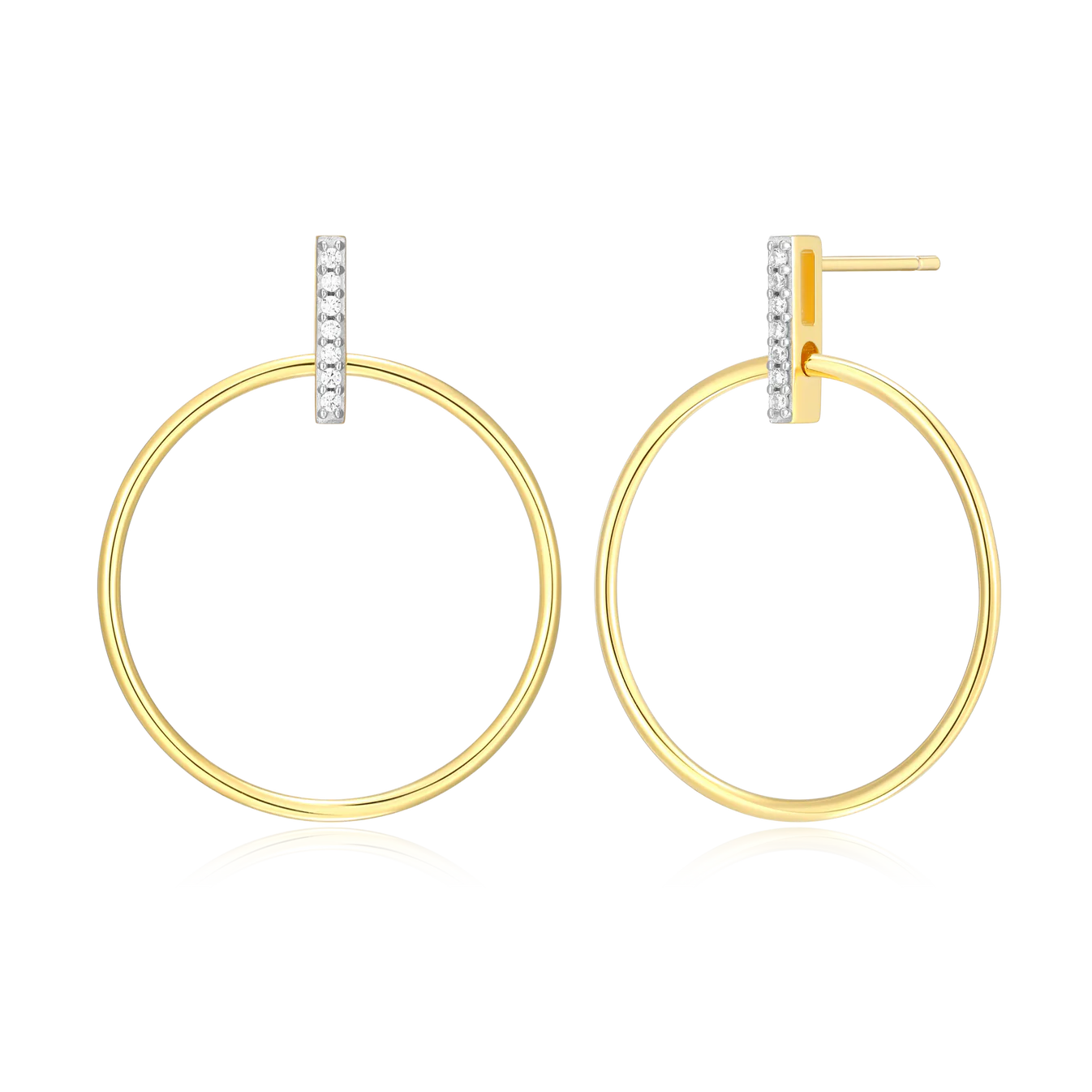 Diamond Front Hoop Stud Earrings