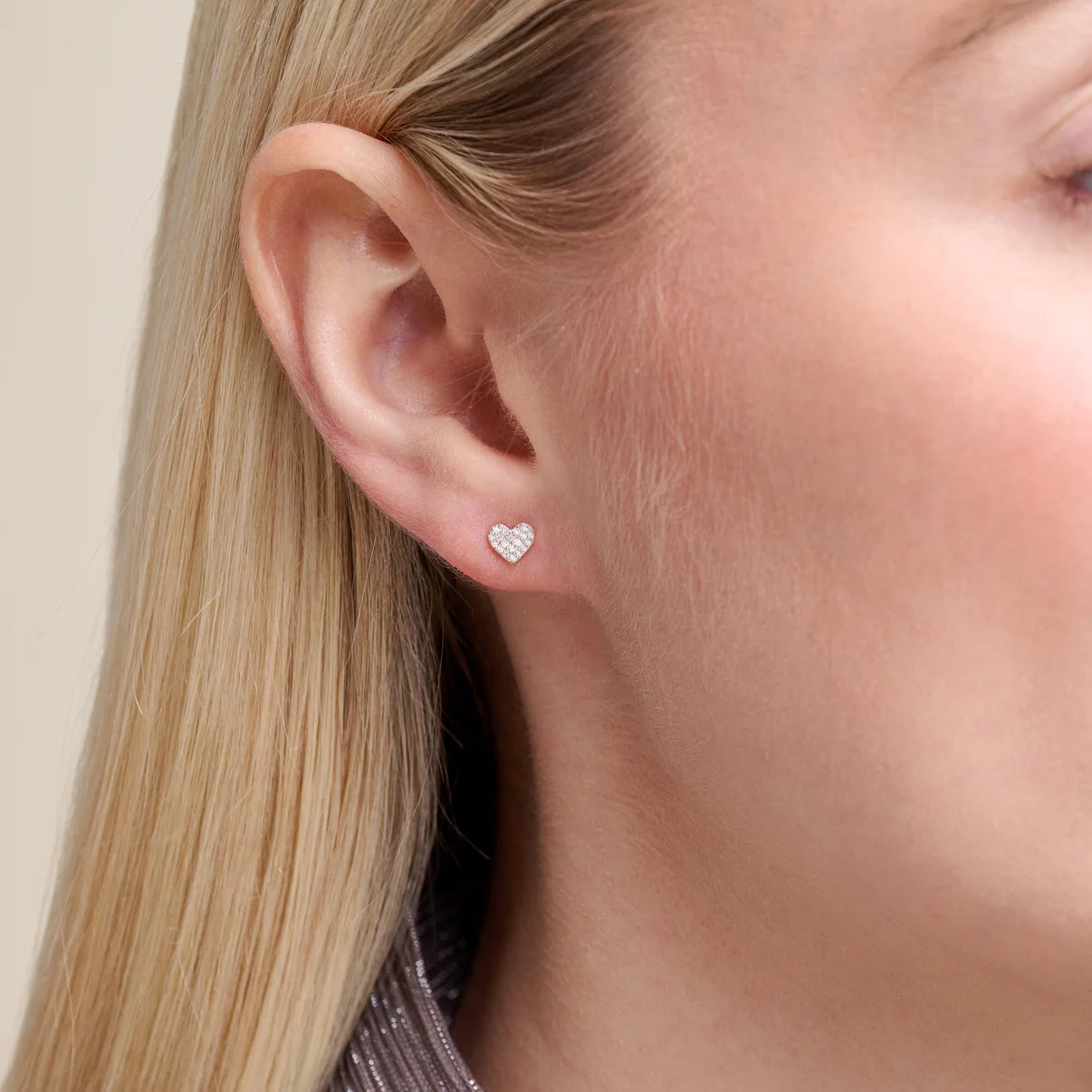 Diamond Heart Stud Earrings