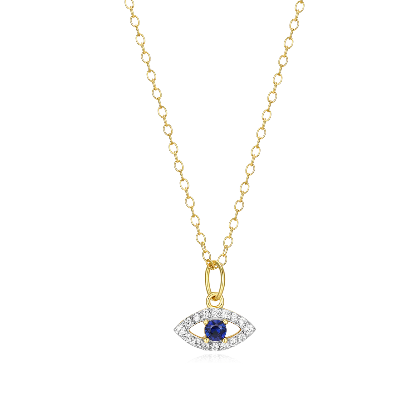 Diamond & Sapphire Evil Eye Necklace