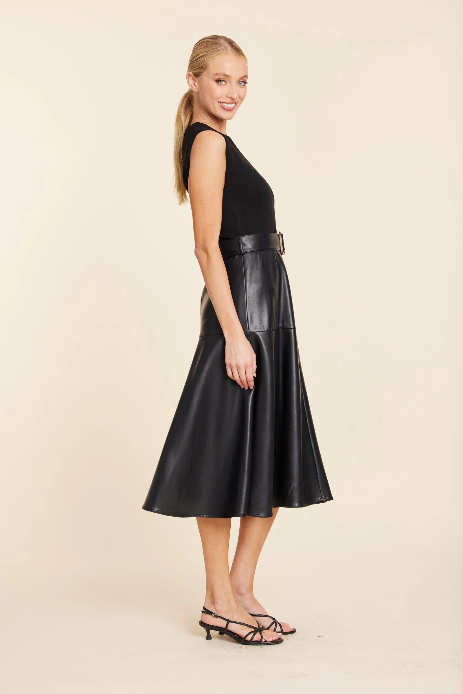 Belted Leather Dress