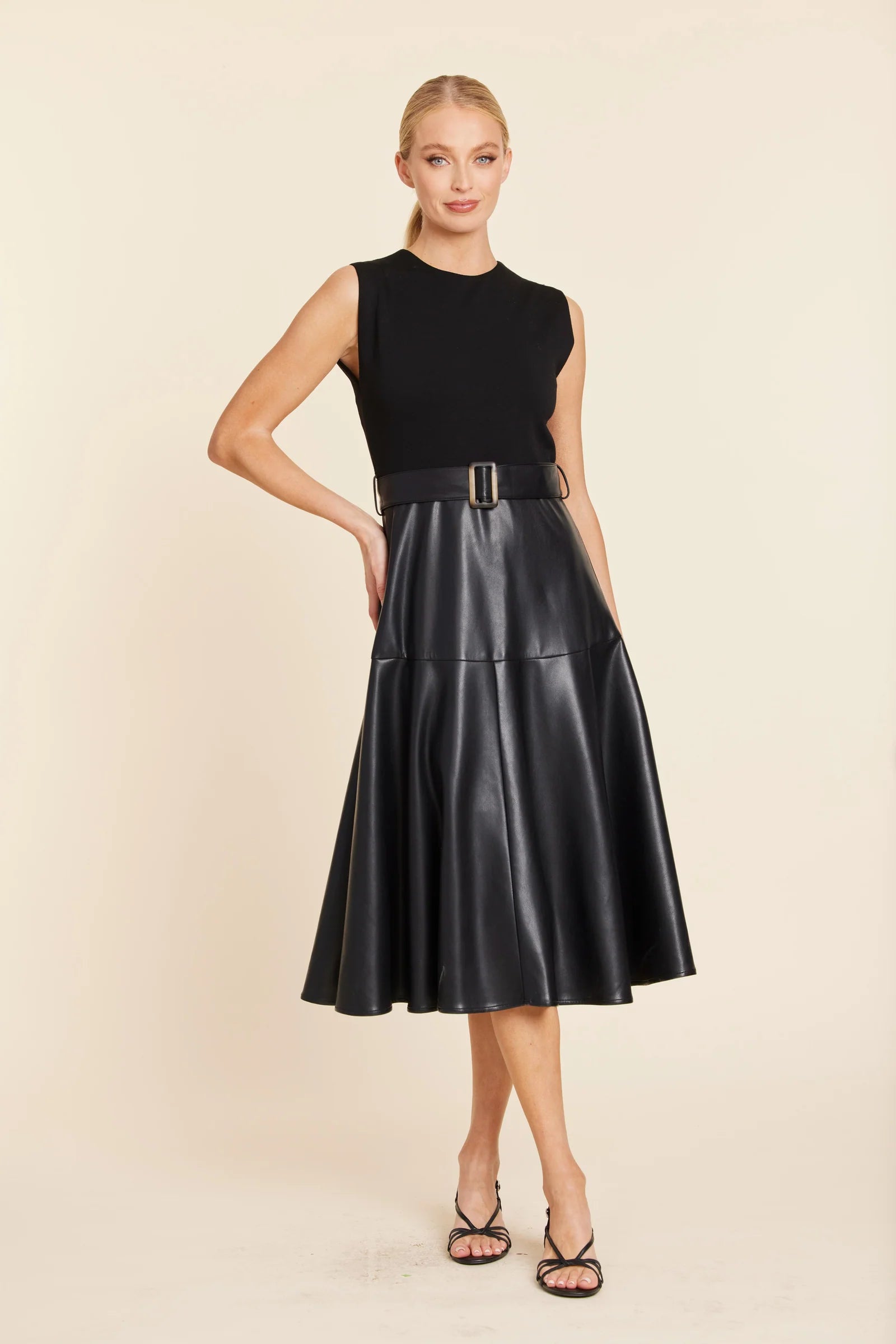 Belted Leather Dress