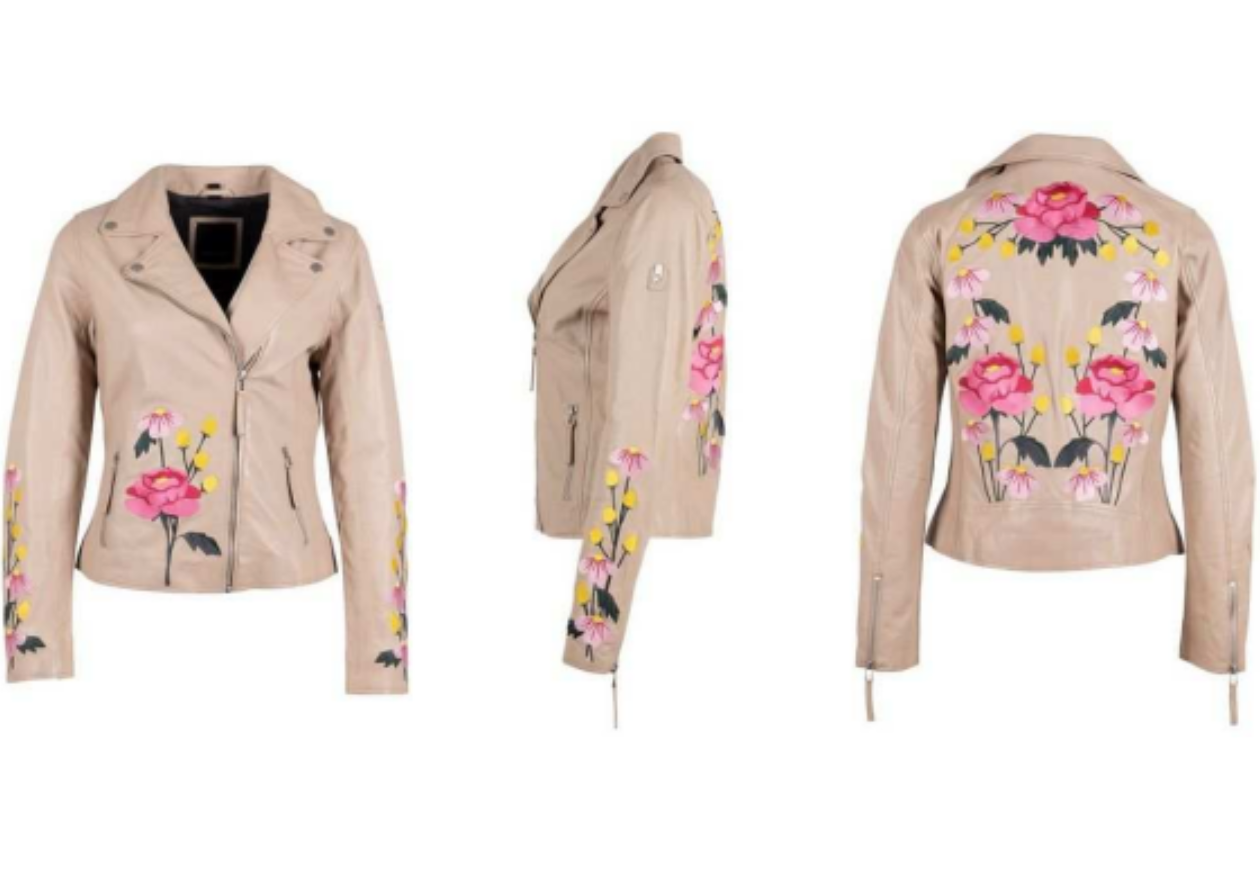 Peony Floral Leather Jacket
