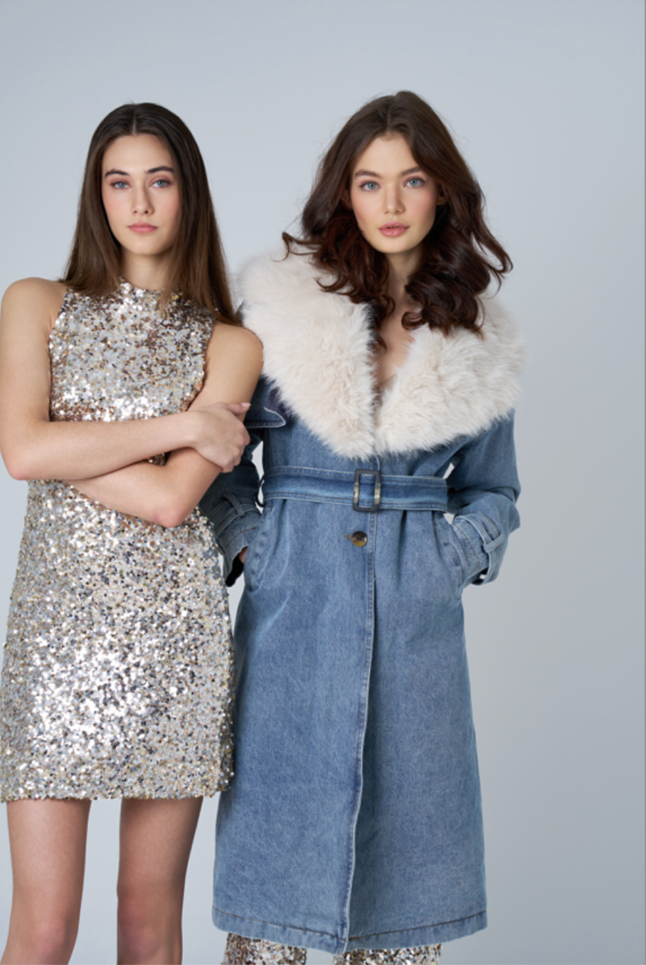 Denim Fur Collar Trench