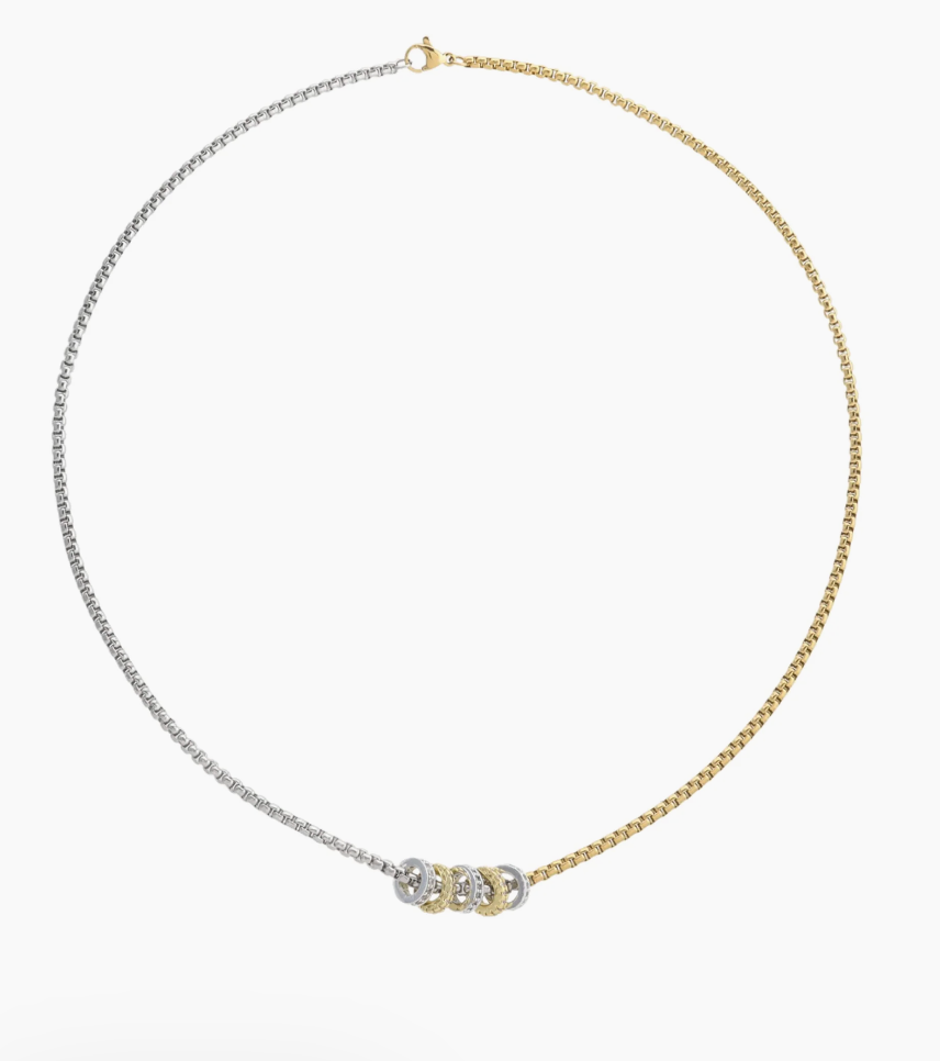 Two Tone Sliding Disc Necklace
