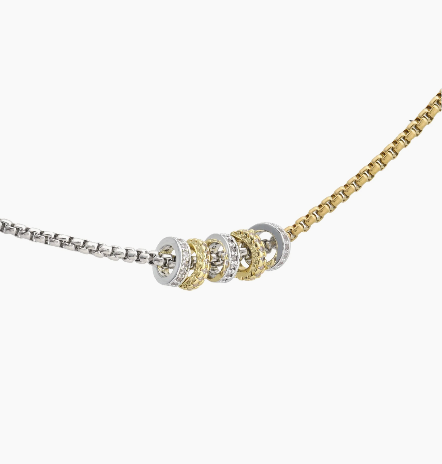 Two Tone Sliding Disc Necklace