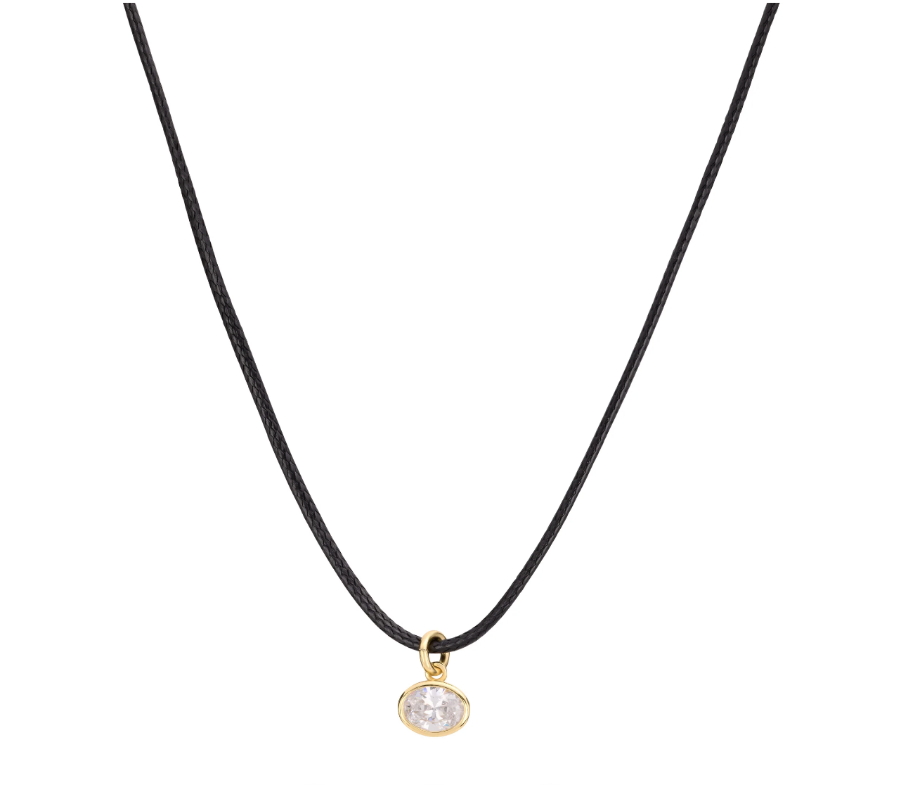 Oval Bezel Stone on Leather Cord