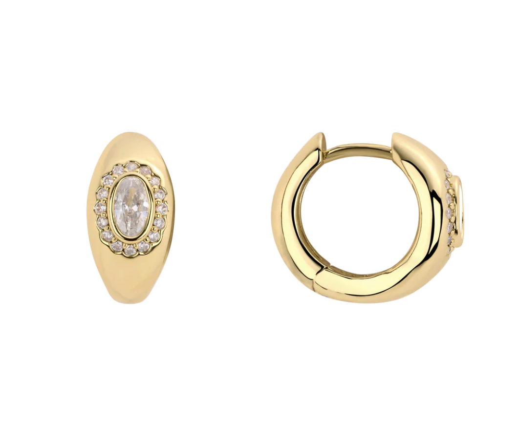 Bezel Huggie Hoops