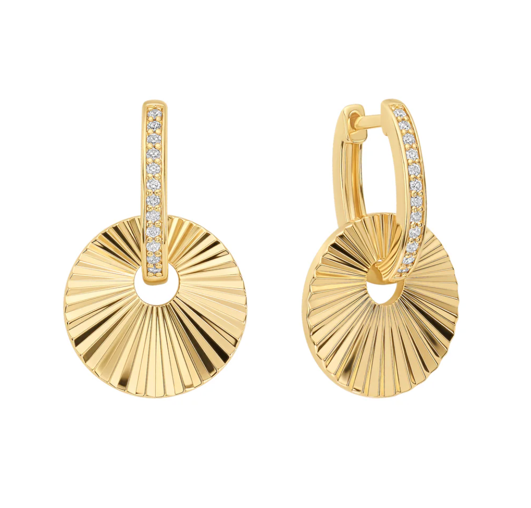 Fluted Disc Huggie Earrings