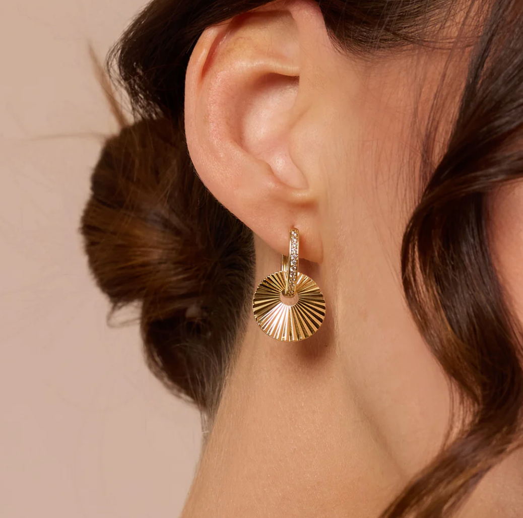 Fluted Disc Huggie Earrings