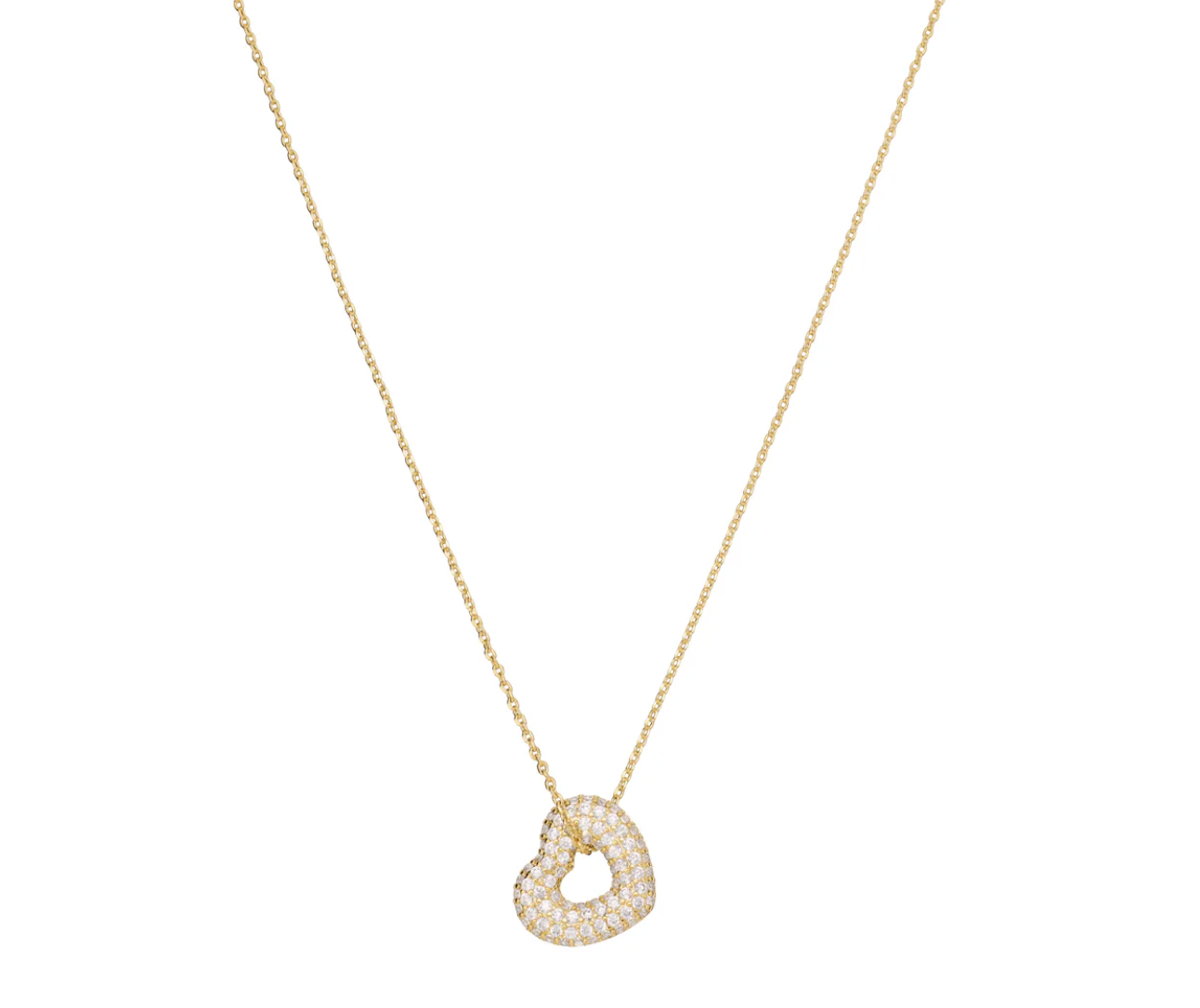 Puffy Pave Heart Necklace