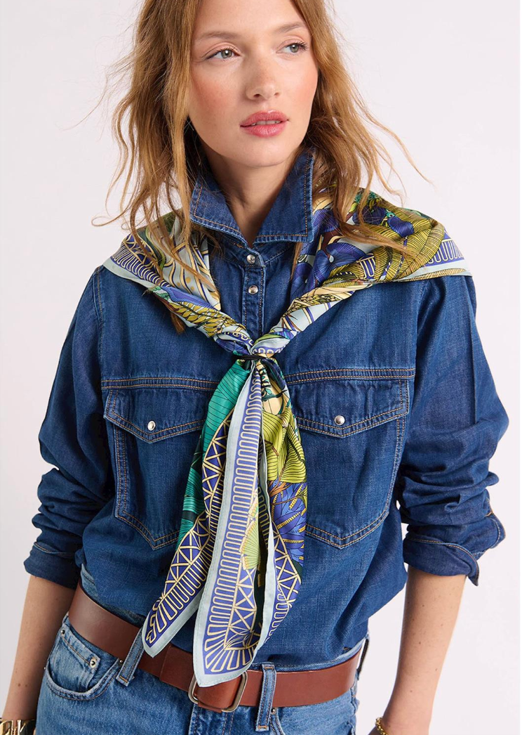 Jardin D'Hiver Blue Medium Square Scarf