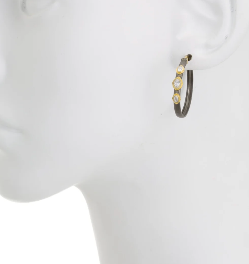 Matte Gold & Gunmetal Hoops