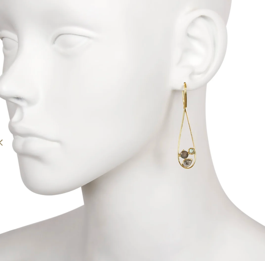 Labradorite Bezel Drop Earrings