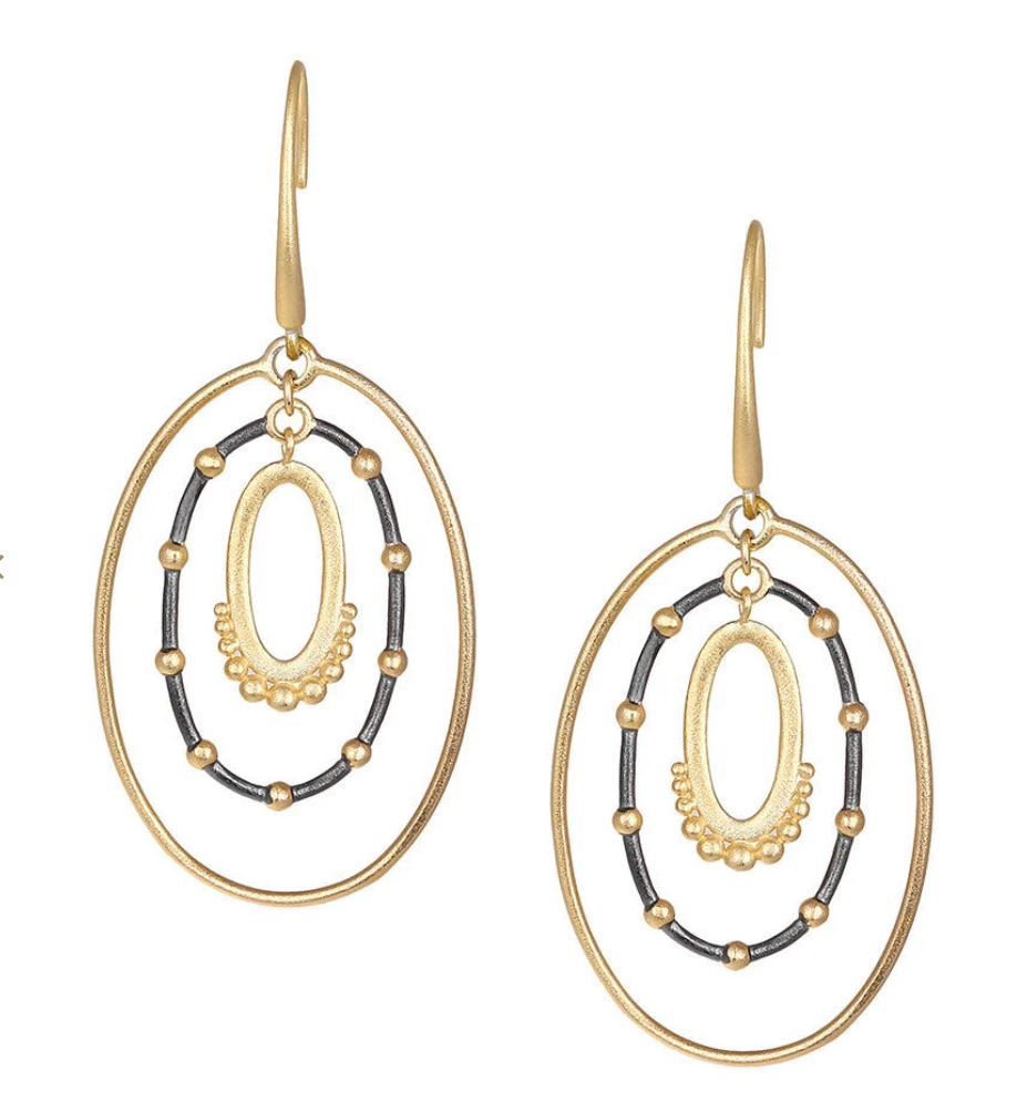 Matte Gold & Gunmetal Statement Earring