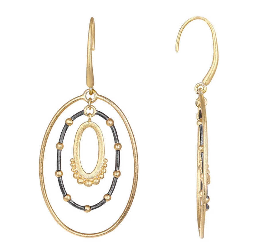 Matte Gold & Gunmetal Statement Earring