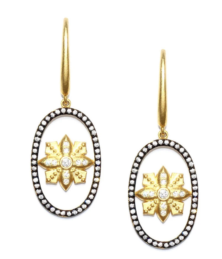 Matte Gold, Gunmetal & CZ Drop Earring