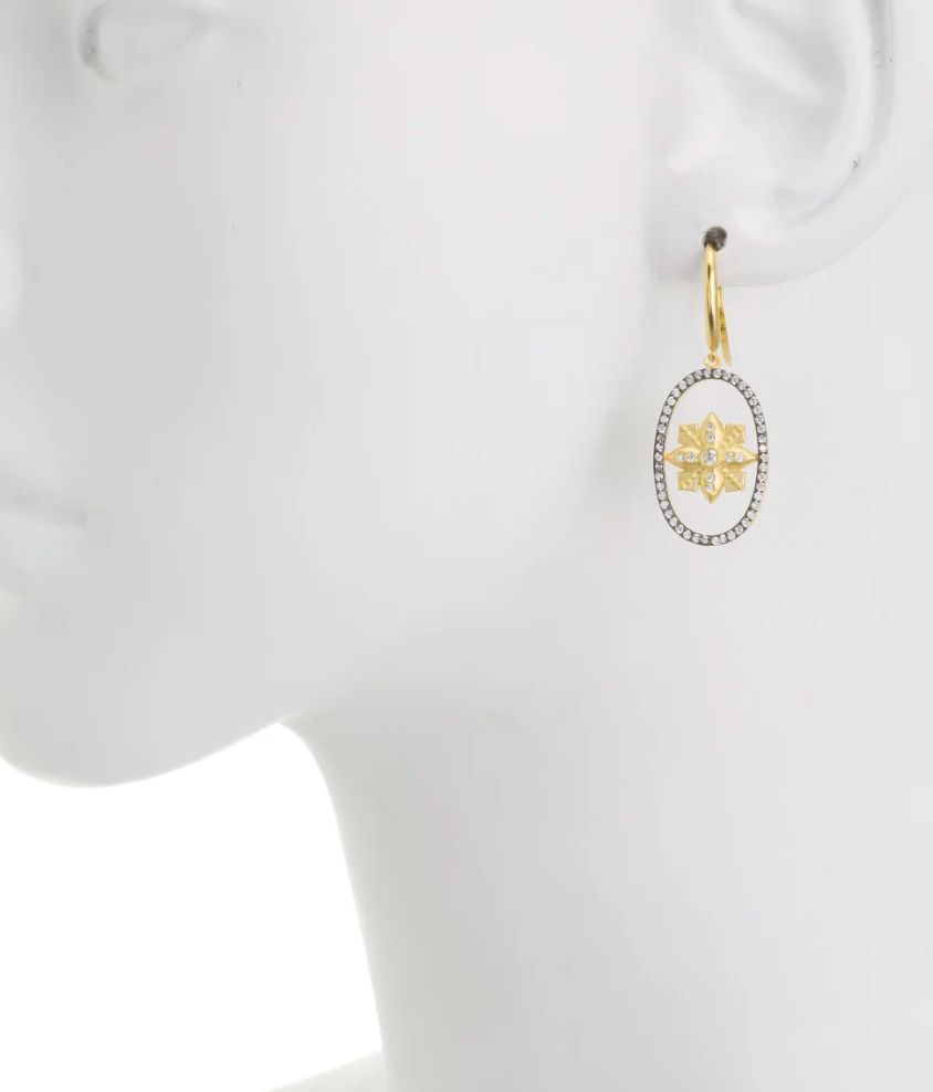 Matte Gold, Gunmetal & CZ Drop Earring