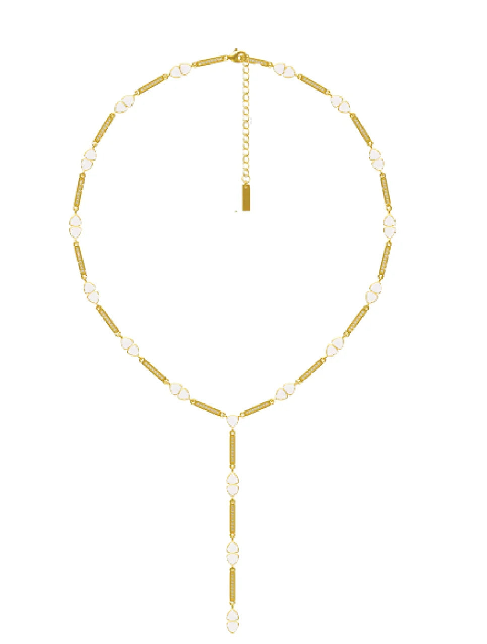 Spring Gemstone Links Lariat - Mother of Pearl