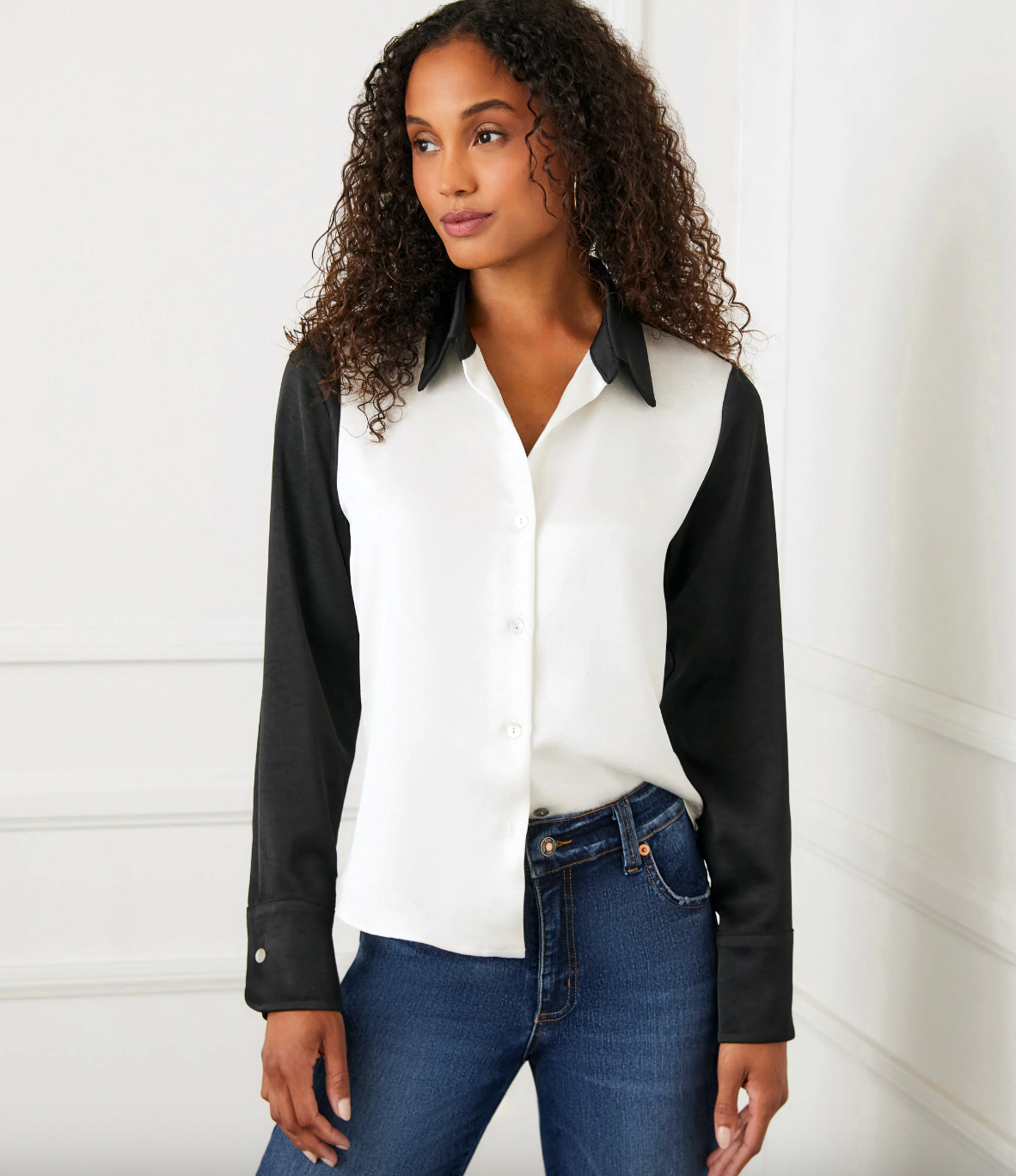 Satin Colorblock Shirt