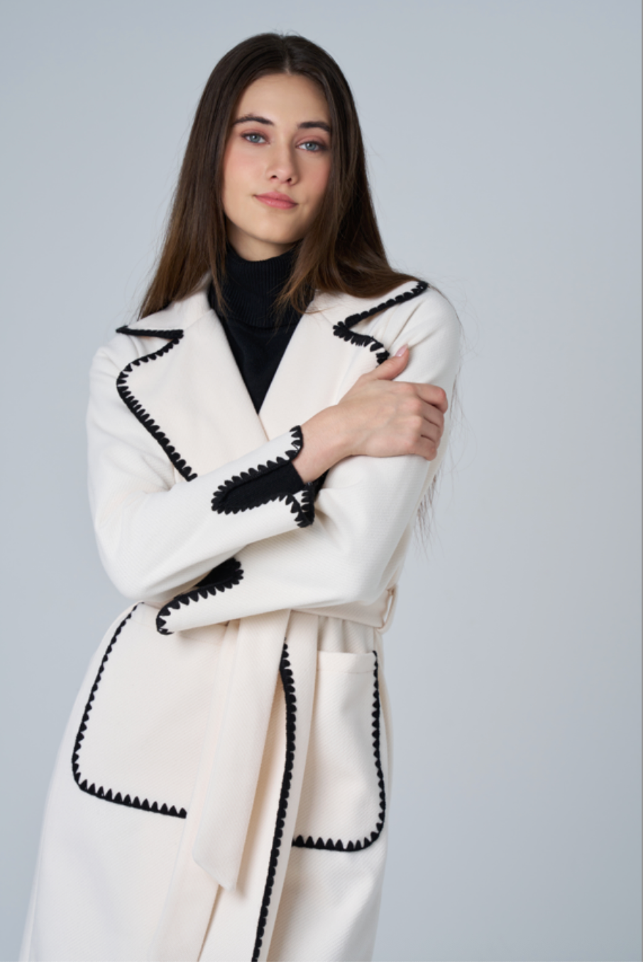 Contrast Stitch Long Coat