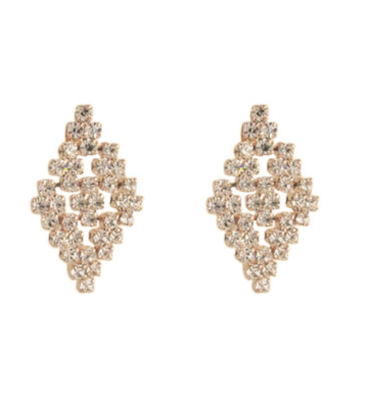 Mini Diamond Shape Crystal Statement Earrings